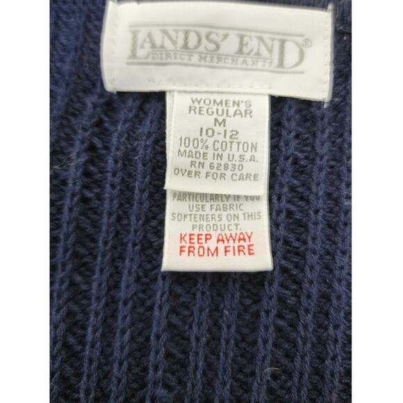 Lands End VTG 90's Navy Blue Abalone Button Down Sweater Vest Womens Size Medium - Picture 6 of 7